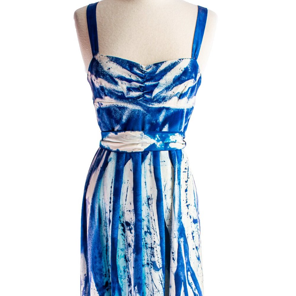 NEW long Maxi dress Blue white maternity wedding bridesmaid 4 6 8 beach resort - Picture 4 of 7
